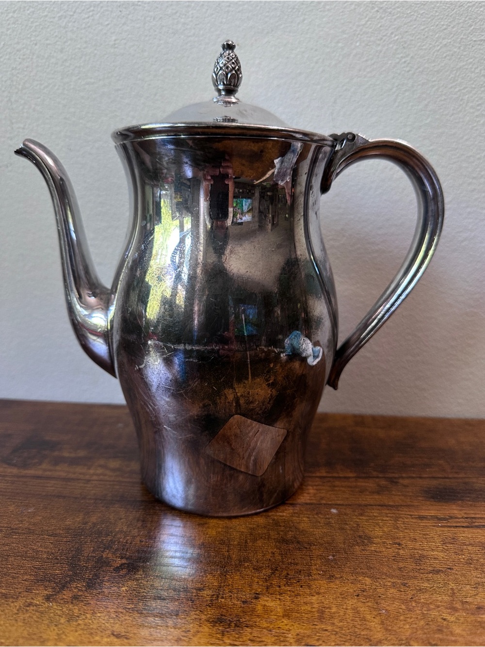 WM Rogers Paul Revere Reproduction Silverplate Teapot Pineapple Lid Coffee Pot - Picture 2 of 6